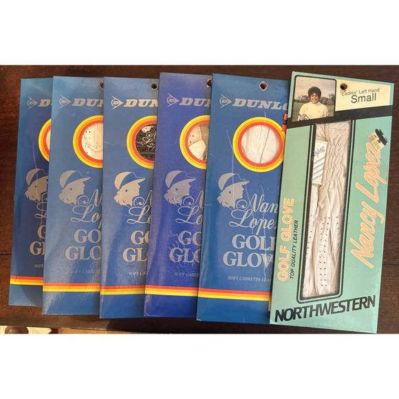 Lot Of 6 Vintage Ladies Left Size Small Golf Glove Nancy Lopez Leather white NOS - Picture 1 of 10